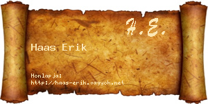 Haas Erik névjegykártya